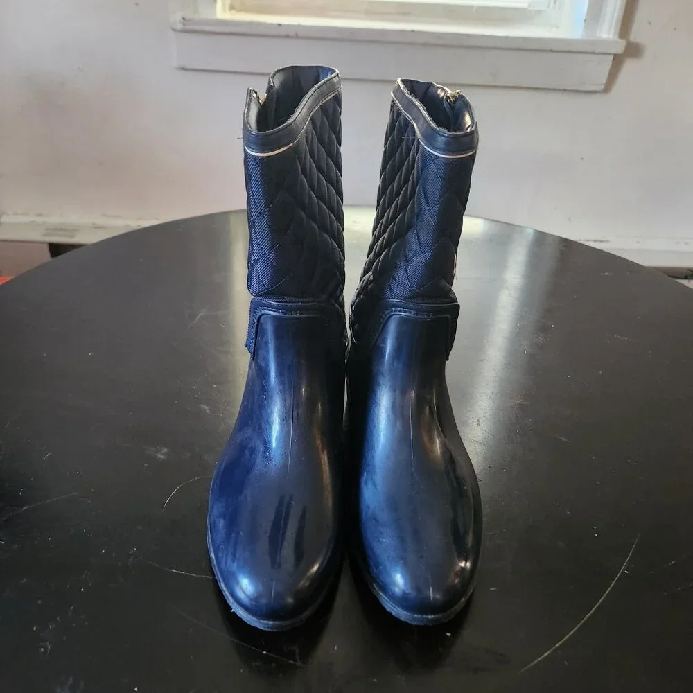 Tommy Hilfiger Blue Quilted Rainboots Women's Size 8‎